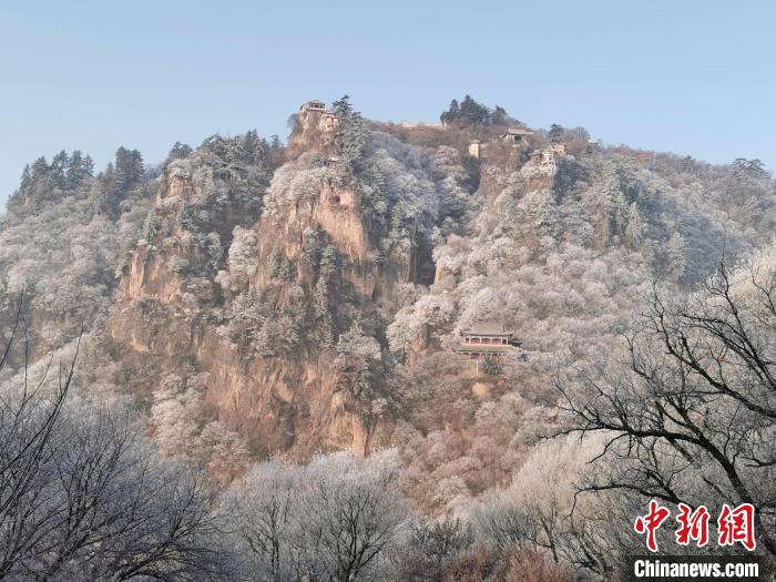 圖為崆峒山霧凇景色?！⌒煺袢A 攝