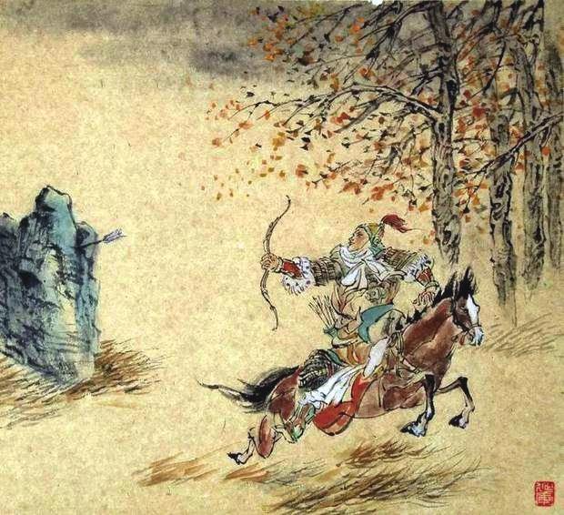 “林暗草驚風(fēng)，將軍夜引弓?！碑?huà)作